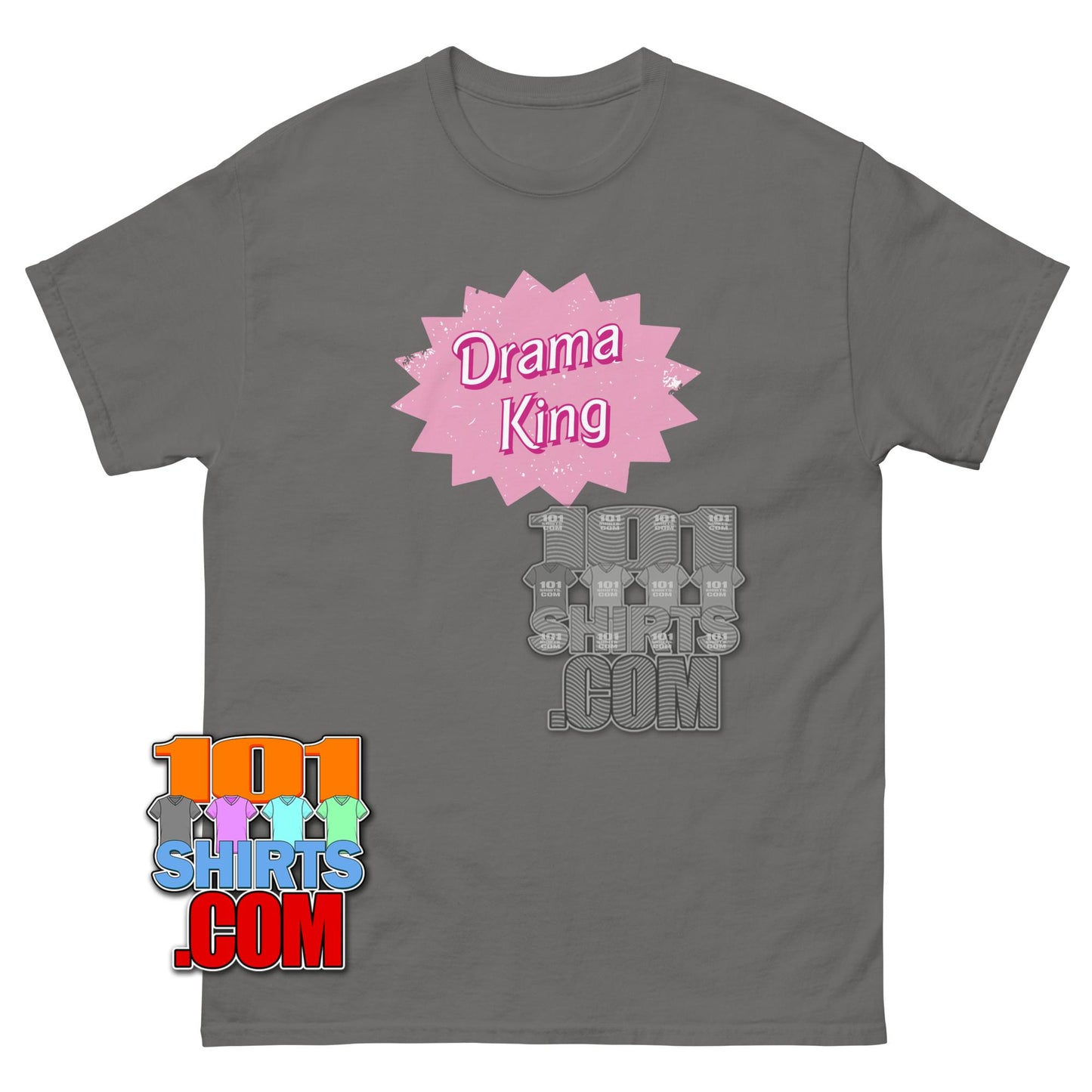 Drama King T-Shirt Funny Pink Star Graphic Sarcastic Men Tee