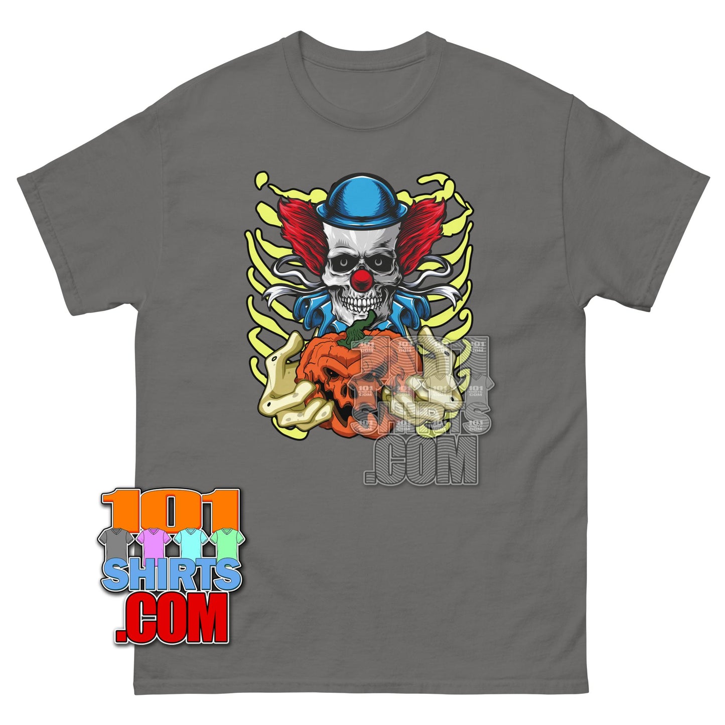  Skeleton Clown T-Shirt Scary Horror Joker Halloween Graphic Tee