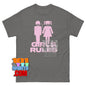 Girls Rules Retro Wavy Typography Feminist Graphic Tee