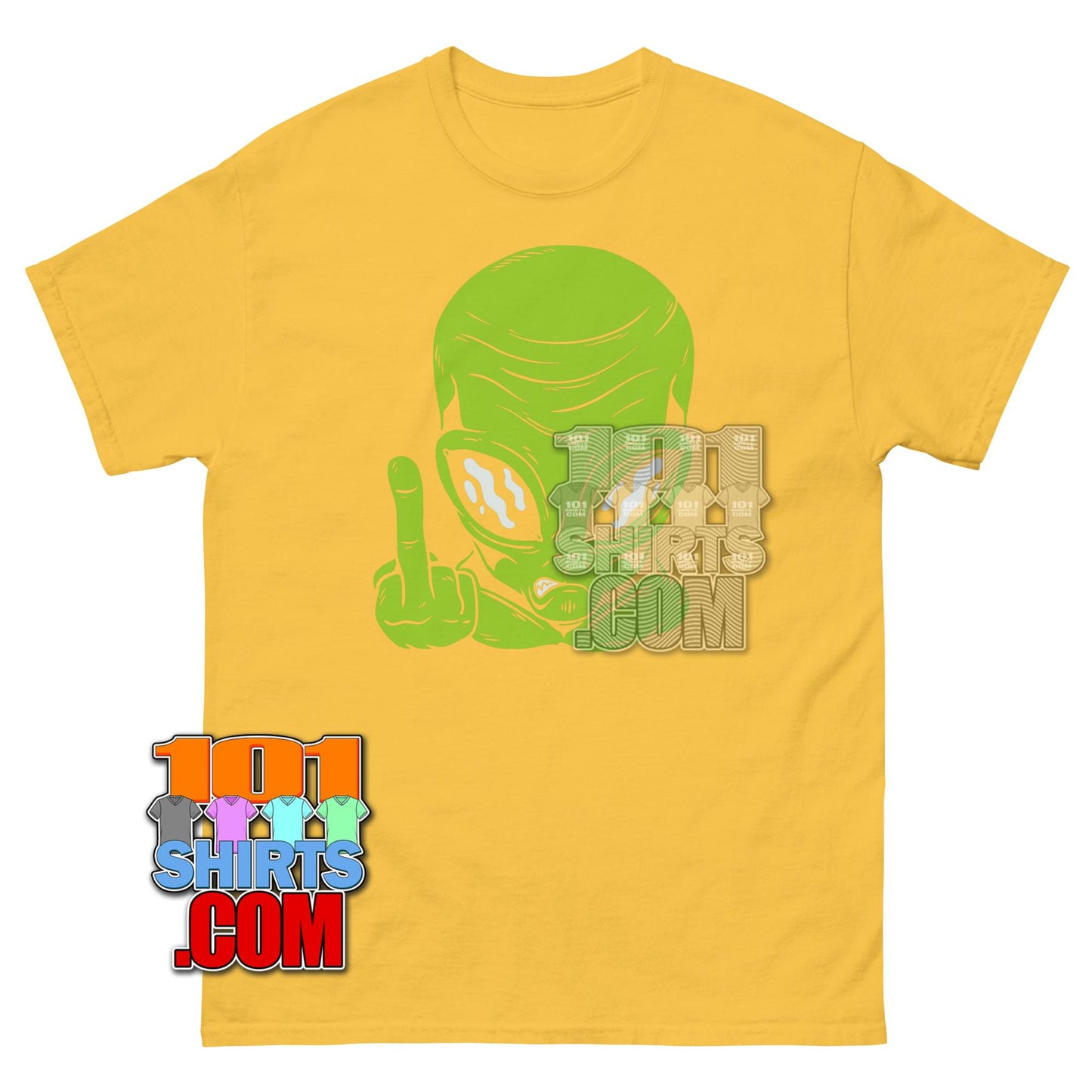 Funny Alien Middle Finger T-Shirt Rude Green Extraterrestrial Tee