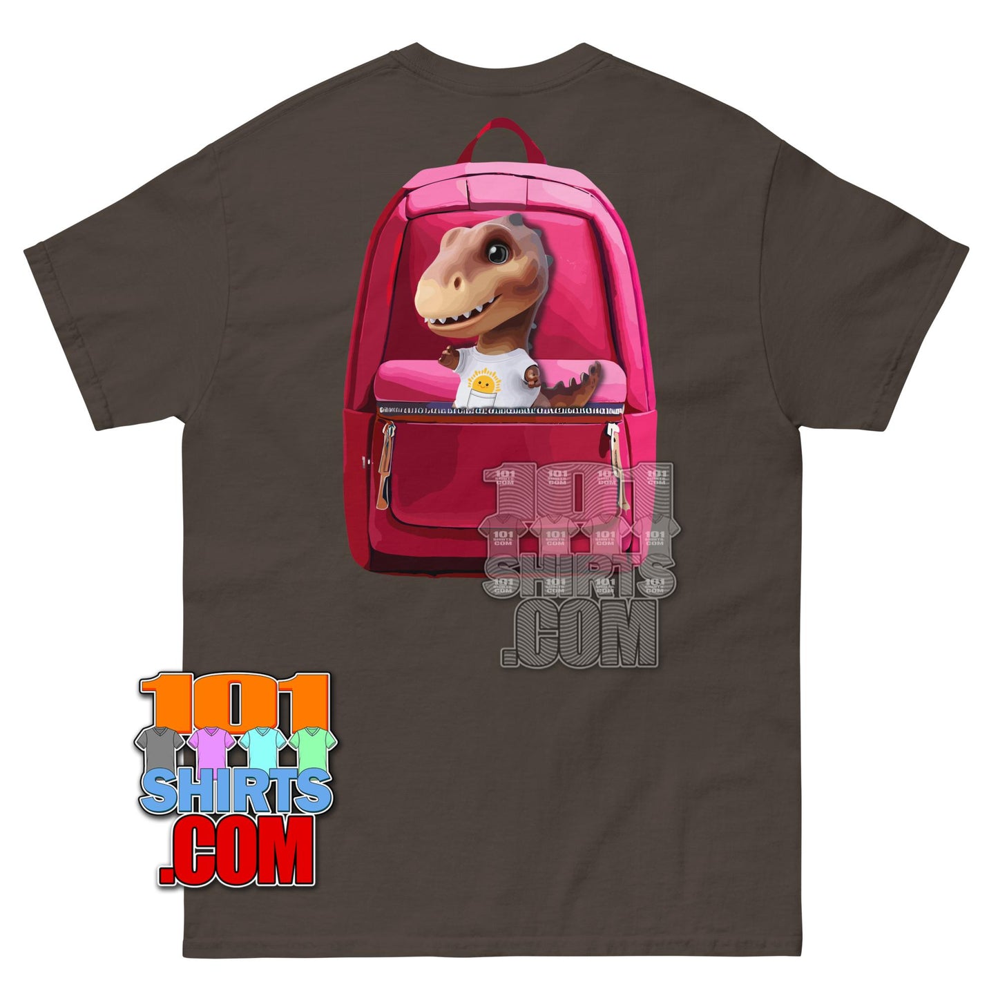 Kawaii Dino T-Shirt Cute Dinosaur with Backpack Aesthetic Graphic Tee