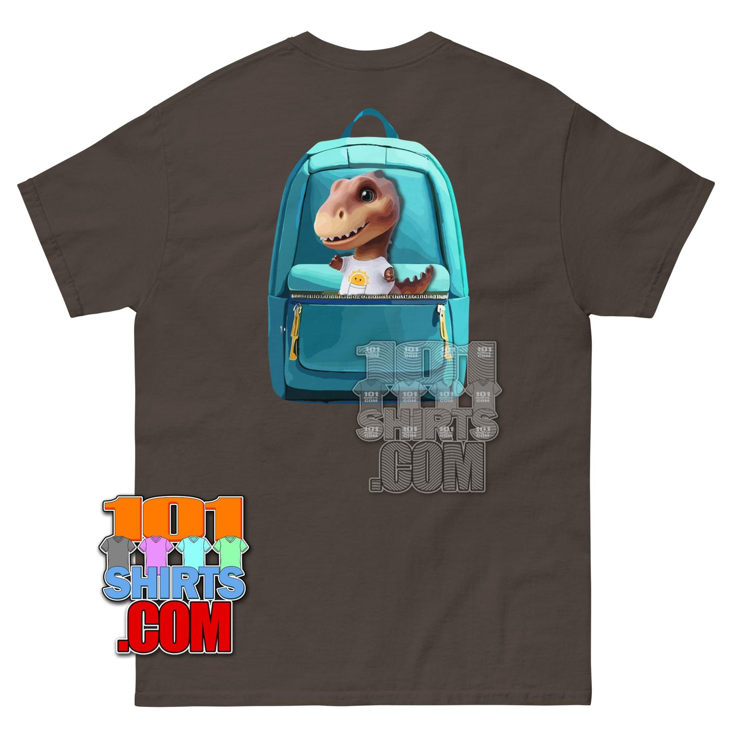 Kawaii Dino T-Shirt Cute Dinosaur with Backpack Aesthetic Graphic Tee