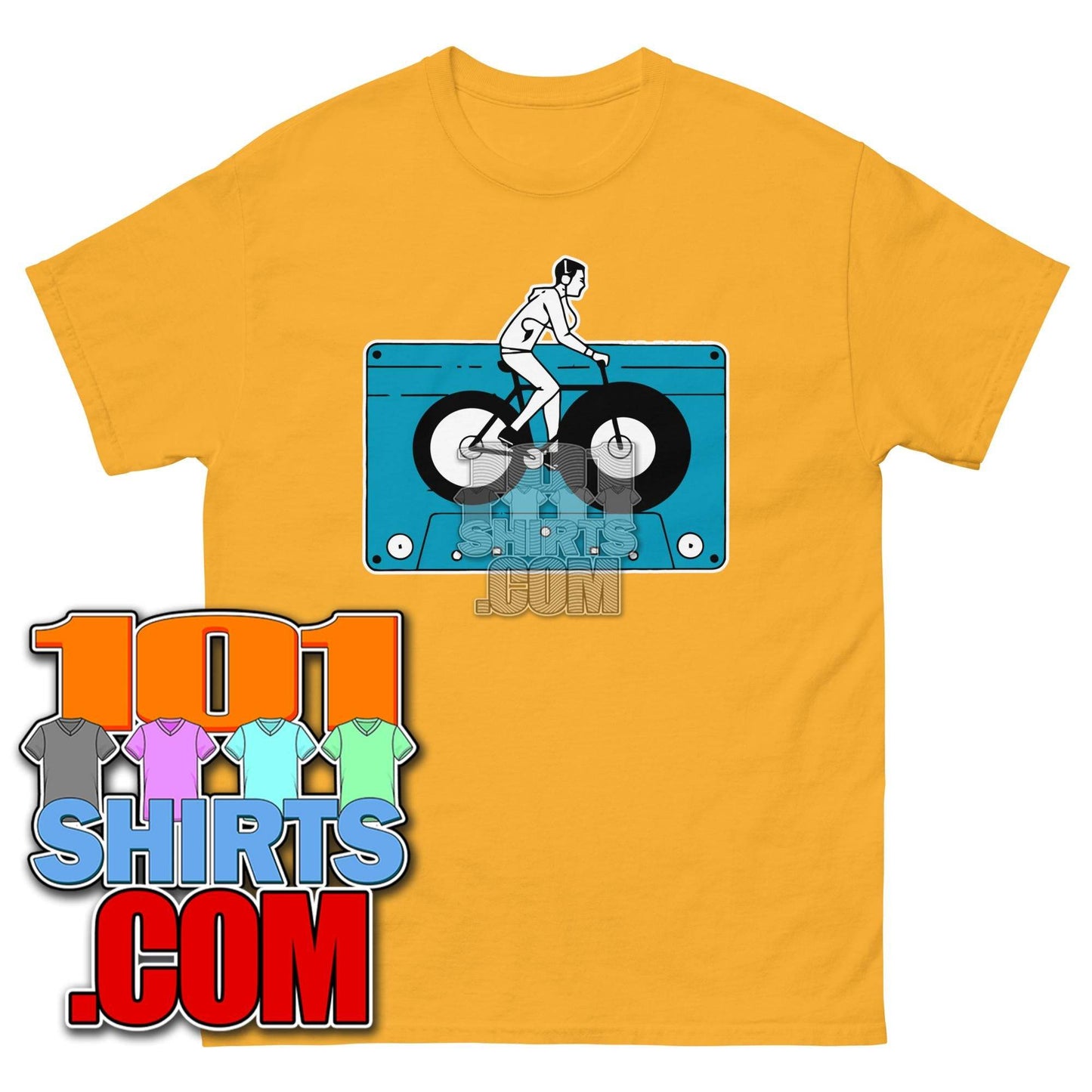 Audio Cassette Tape Retro VINTAGE MUSIC Mixtape Bicycle Biking Biker 70S 80S 90S T-Shirt - 101SHIRTS