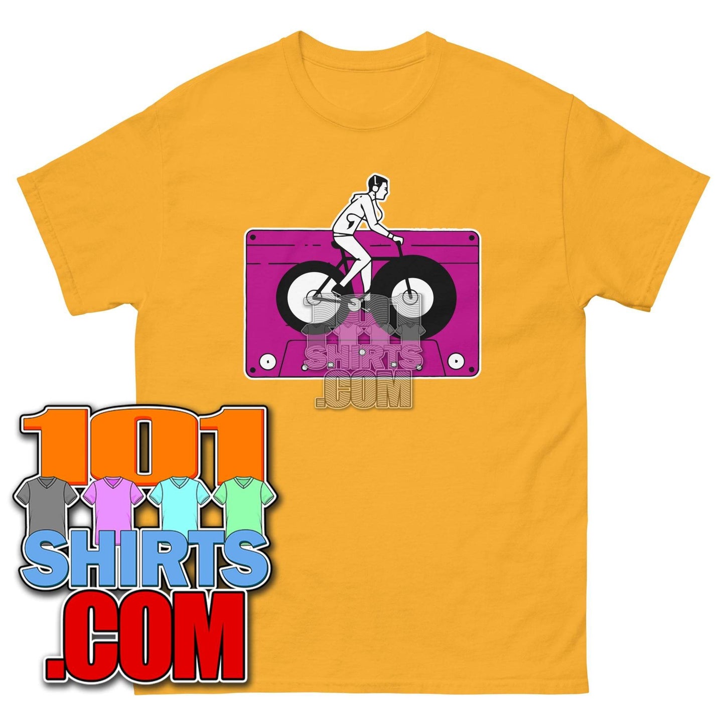 Audio Cassette Tape Retro VINTAGE MUSIC Mixtape Bicycle Biking Biker 70S 80S 90S T-Shirt - 101SHIRTS