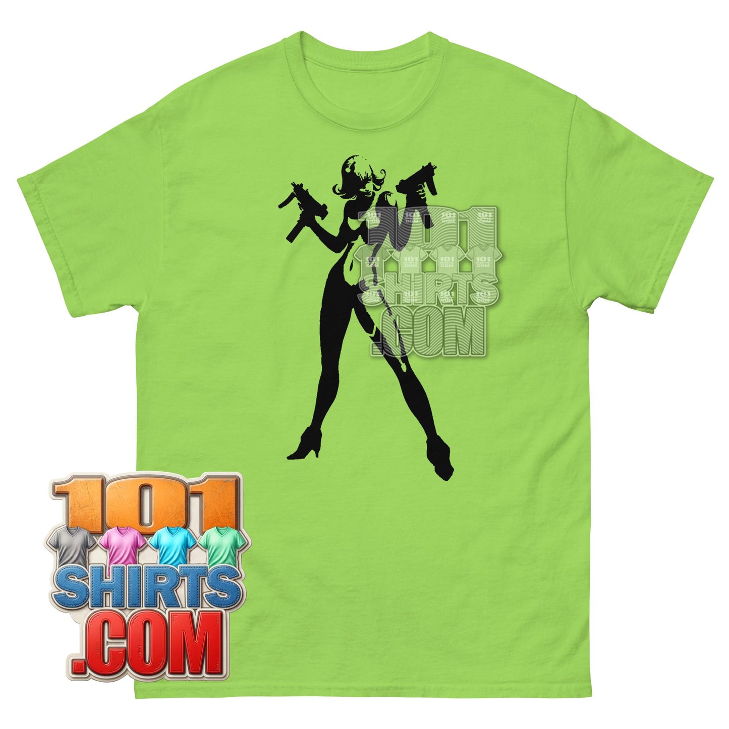 Action Girl Guns T-Shirt Vintage Pulp Fiction Cyberpunk Graphic Tee