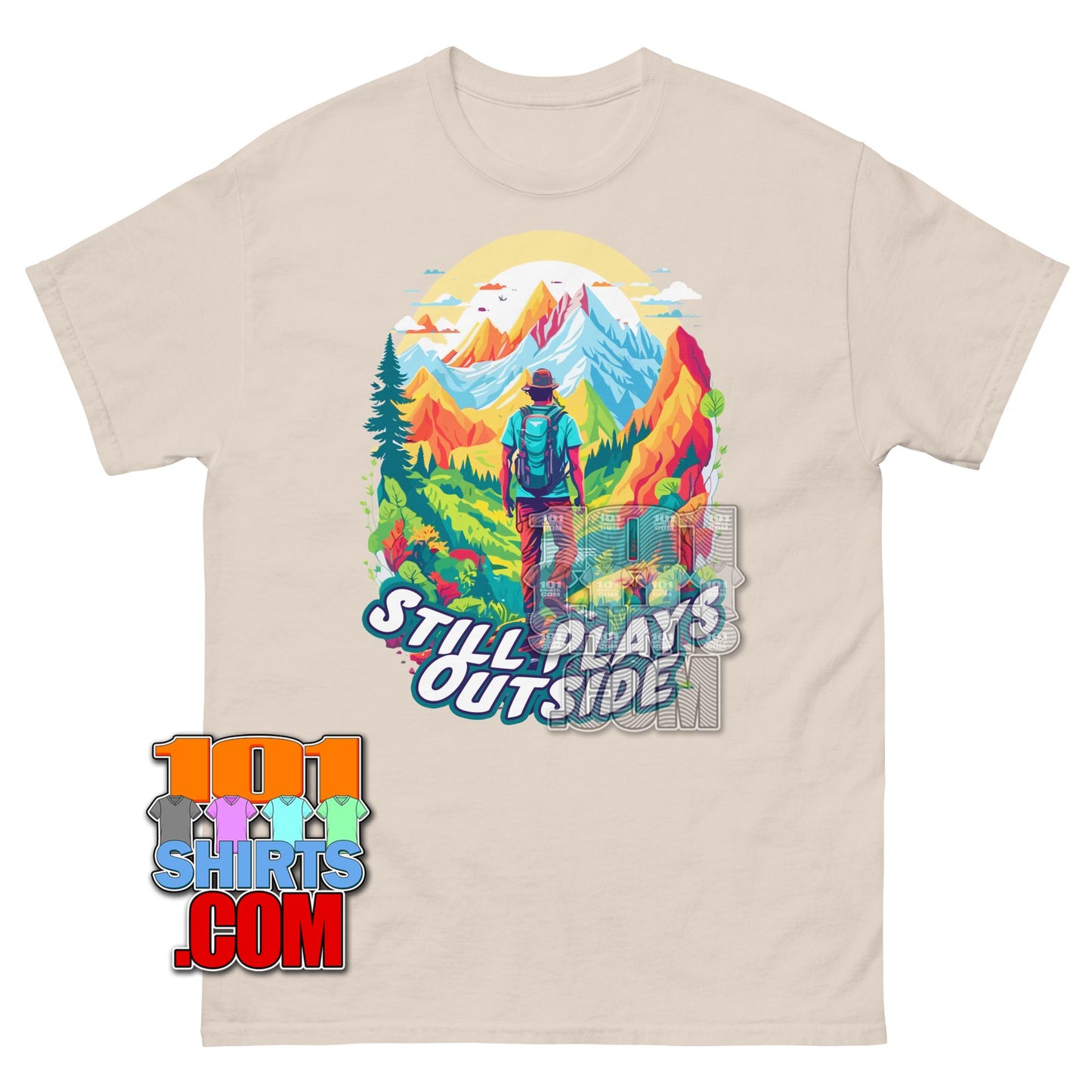 Still Plays Outside T-Shirt Funny Mountain Graphic Tee