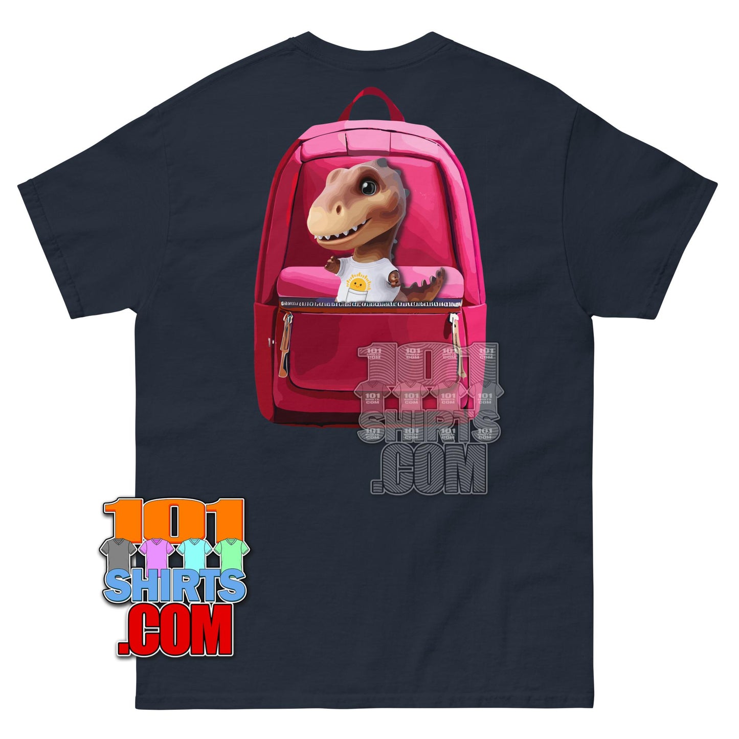 Kawaii Dino T-Shirt Cute Dinosaur with Backpack Aesthetic Graphic Te