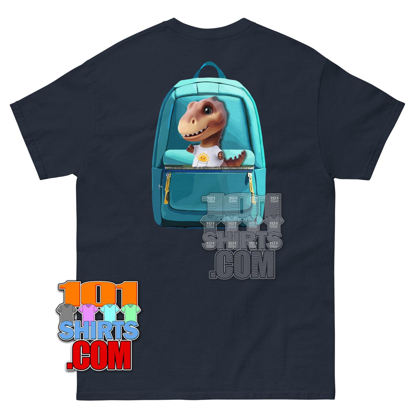 Kawaii Dino T-Shirt Cute Dinosaur with Backpack Aesthetic Graphic Tee