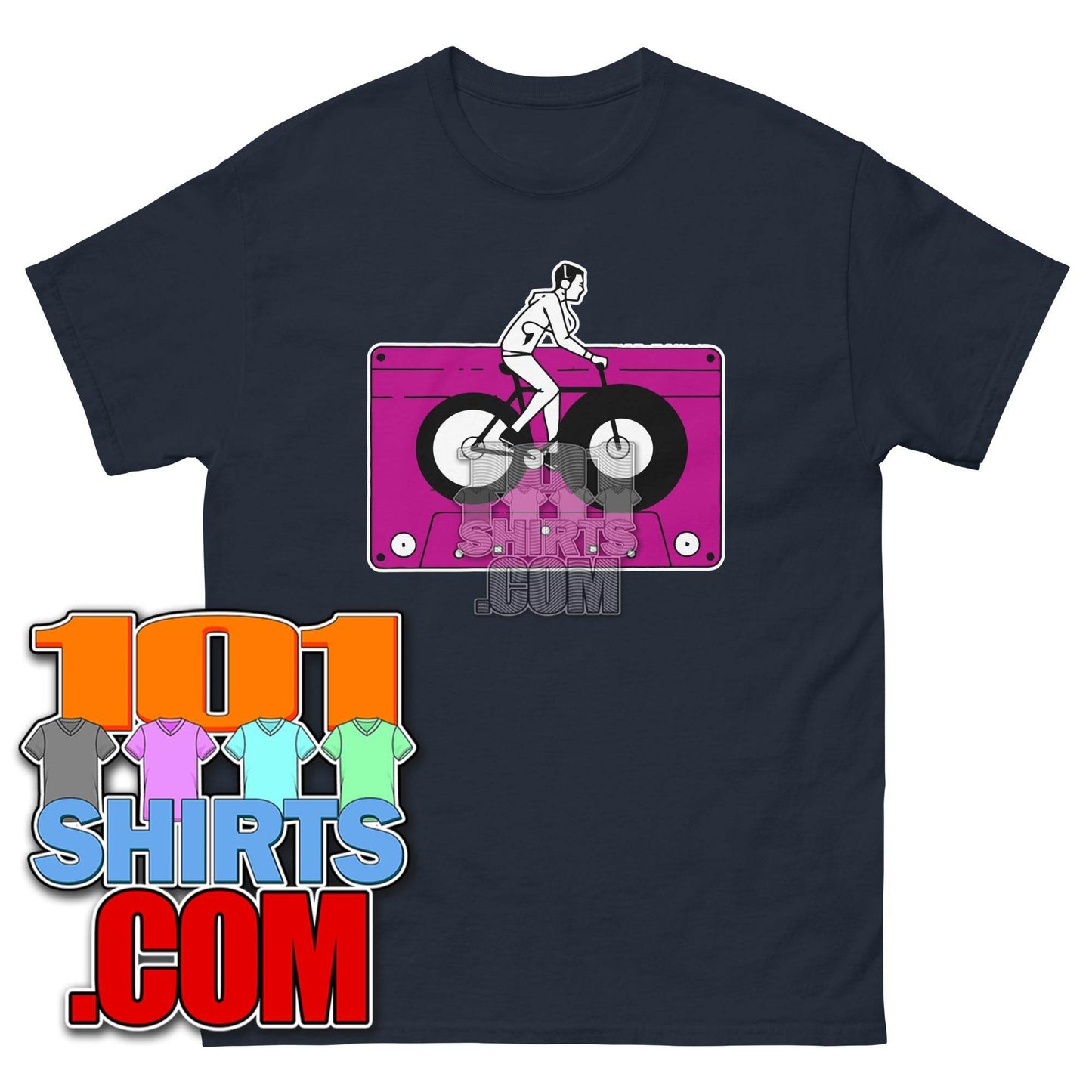 Audio Cassette Tape Retro VINTAGE MUSIC Mixtape Bicycle Biking Biker 70S 80S 90S T-Shirt - 101SHIRTS