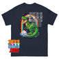 Opossum Riding T-Rex Rainbow Space T-Shirt Funny Dino Graphic Tee
