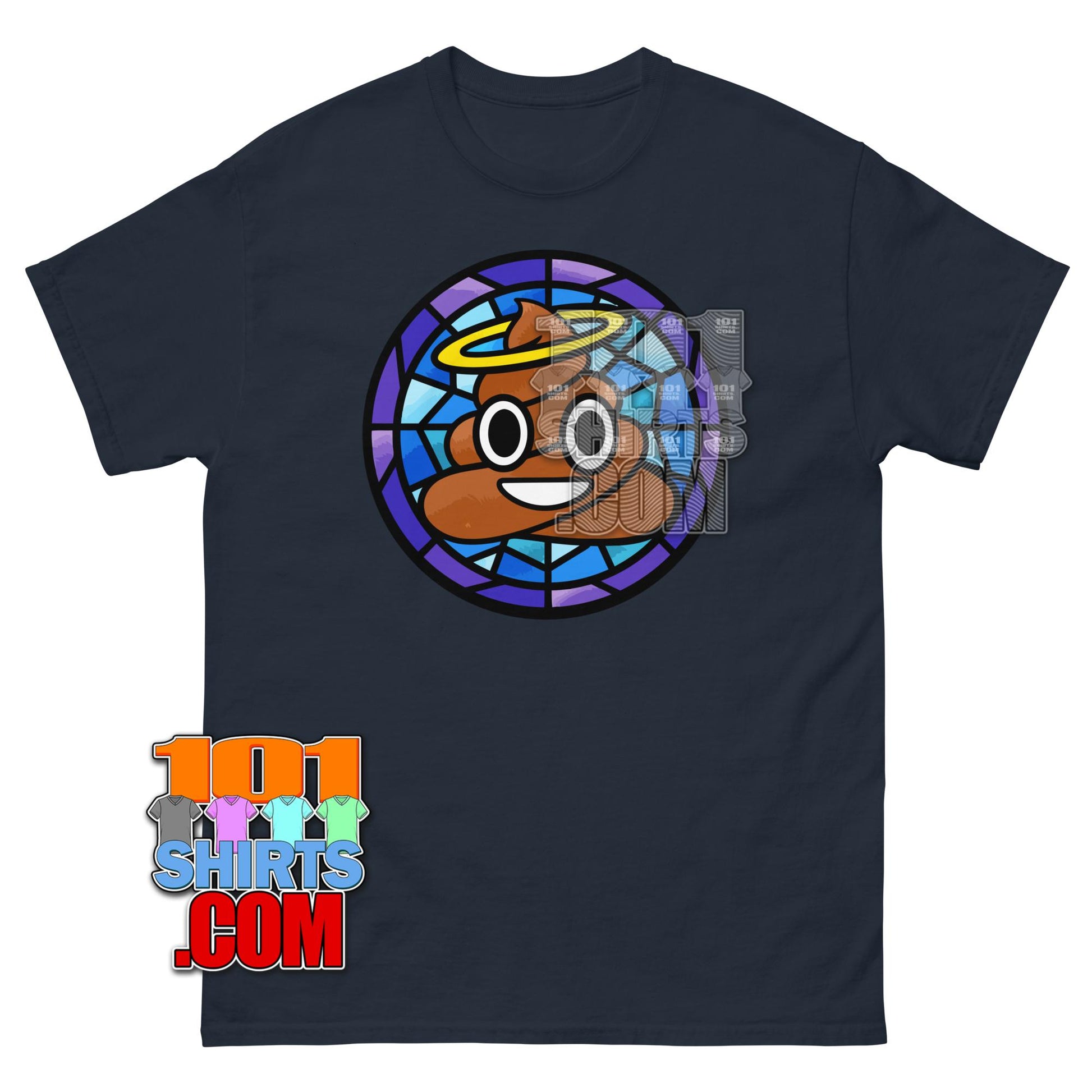 Holy Poop T-Shirt Funny Emoji Stained Glass Religious Humor Tee