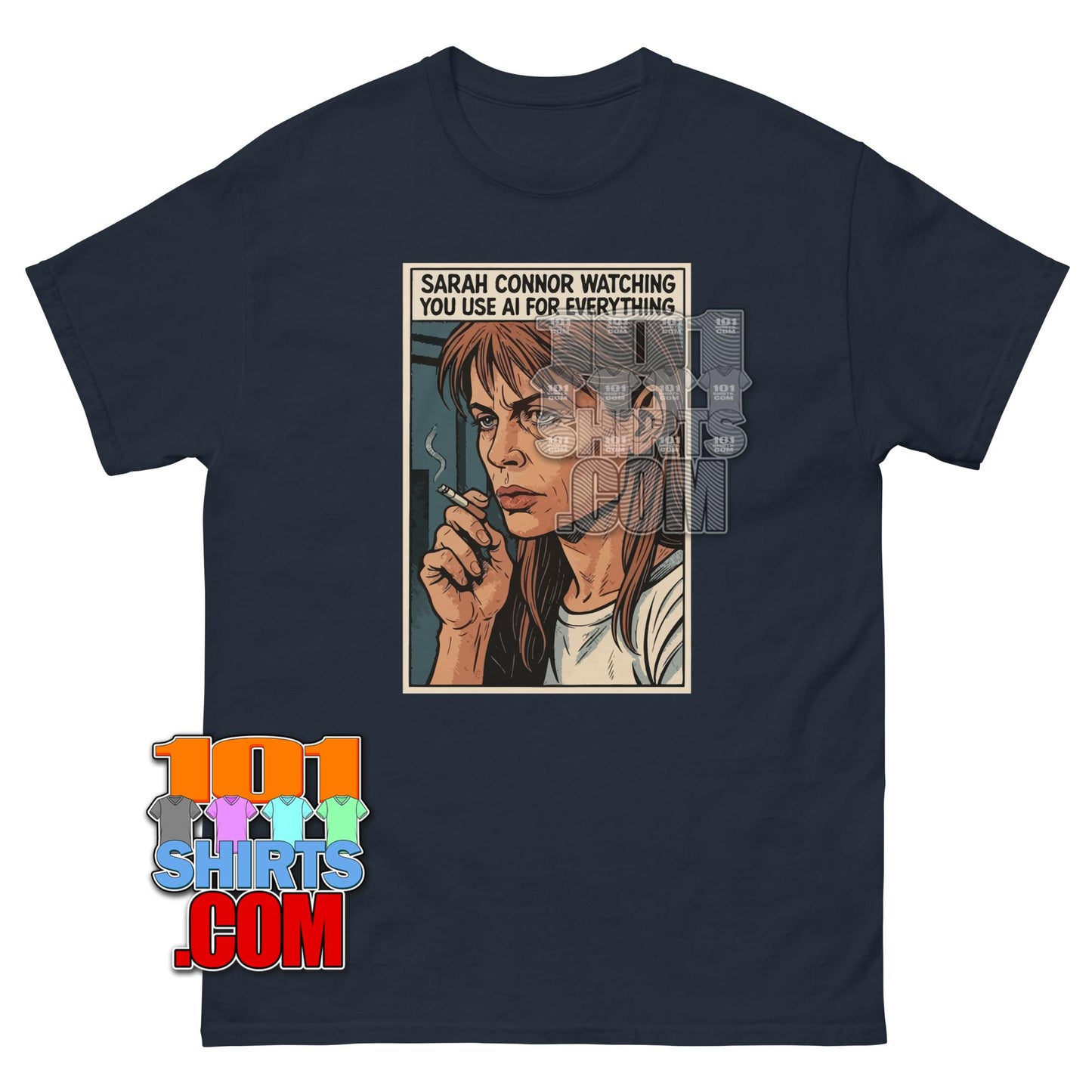 Sarah Connor AI T-Shirt Terminator Parody Funny Tech Humor Tee