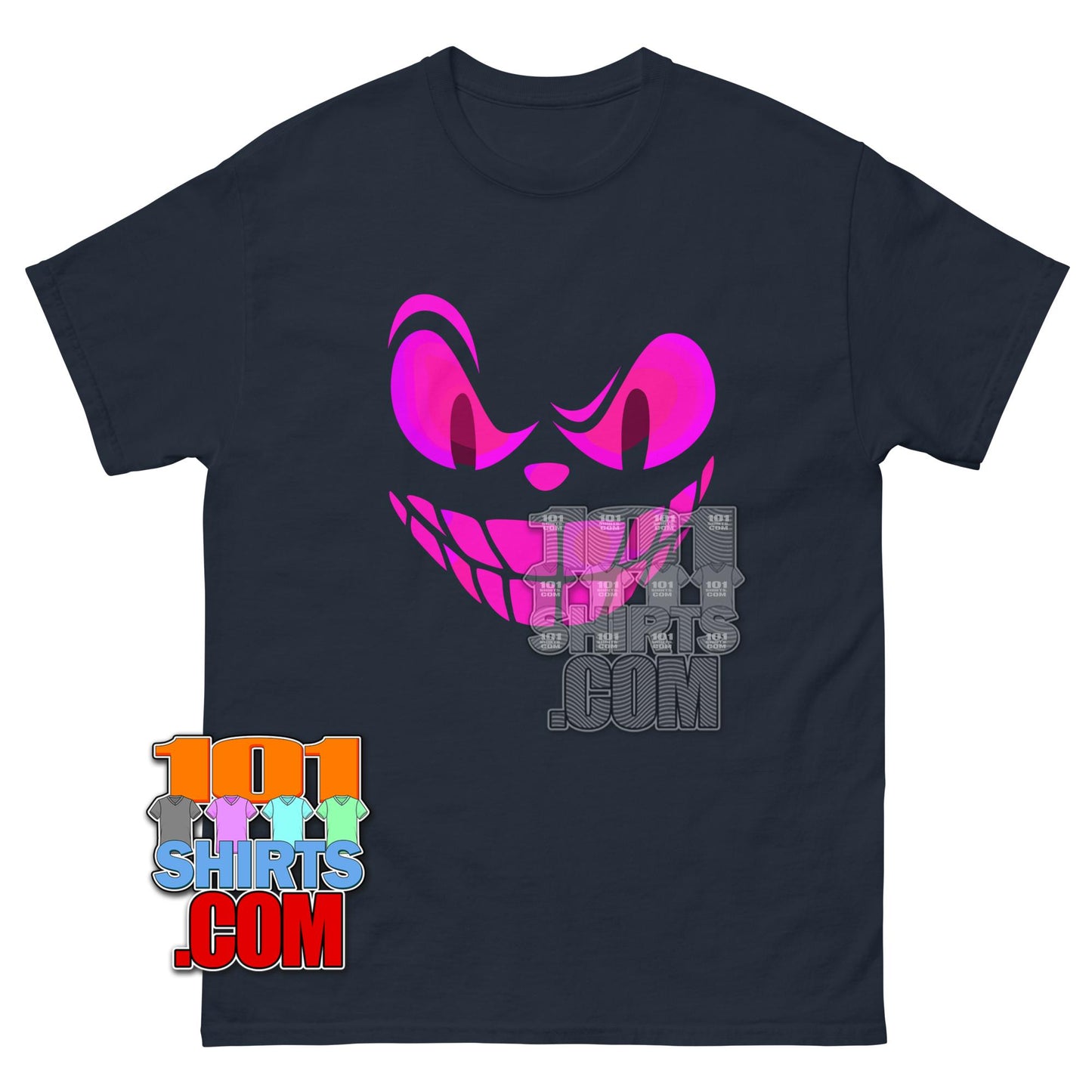 Pink Pumpkin Face T-Shirt Scary Jack O Lantern Halloween Graphic Tee