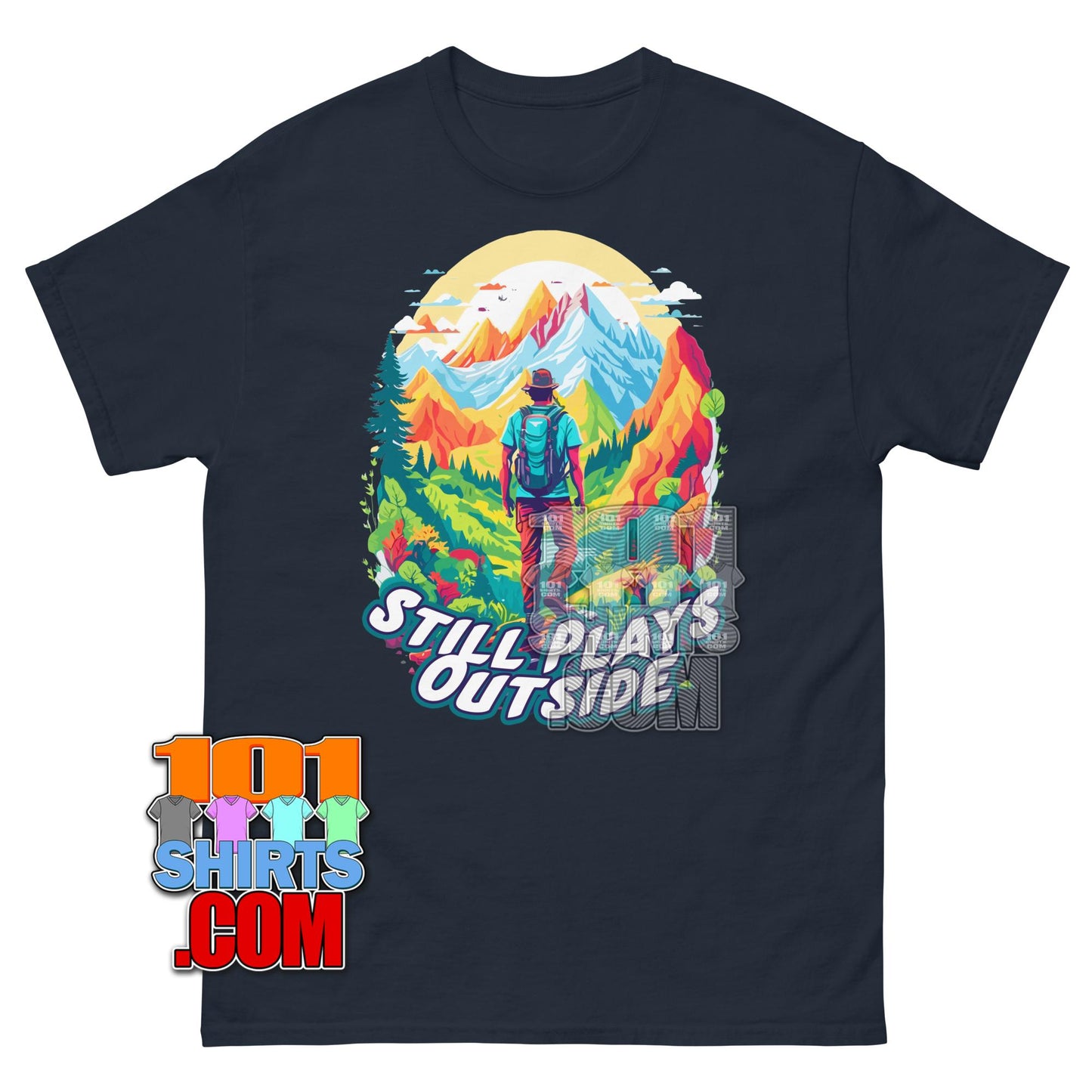 Still Plays Outside T-Shirt Funny Mountain Graphic Tee