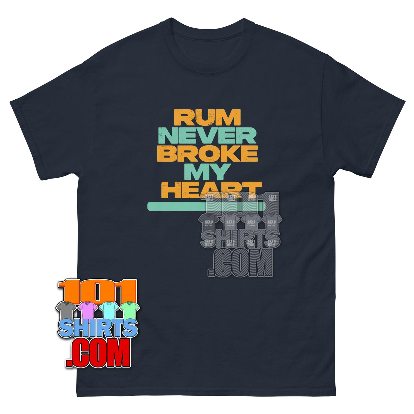 Rum Never Broke My Heart T-Shirt Funny Pirate Cocktail Drinking Tee