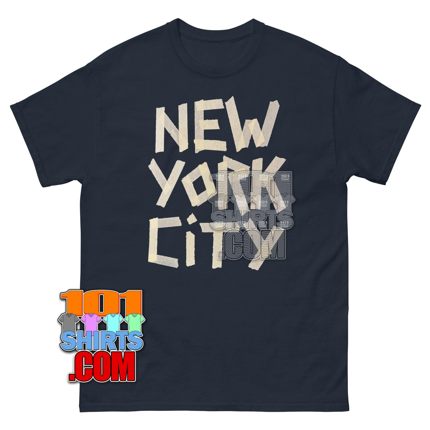 Cool New York City NYC Faux Masking Tape Print T-Shirt