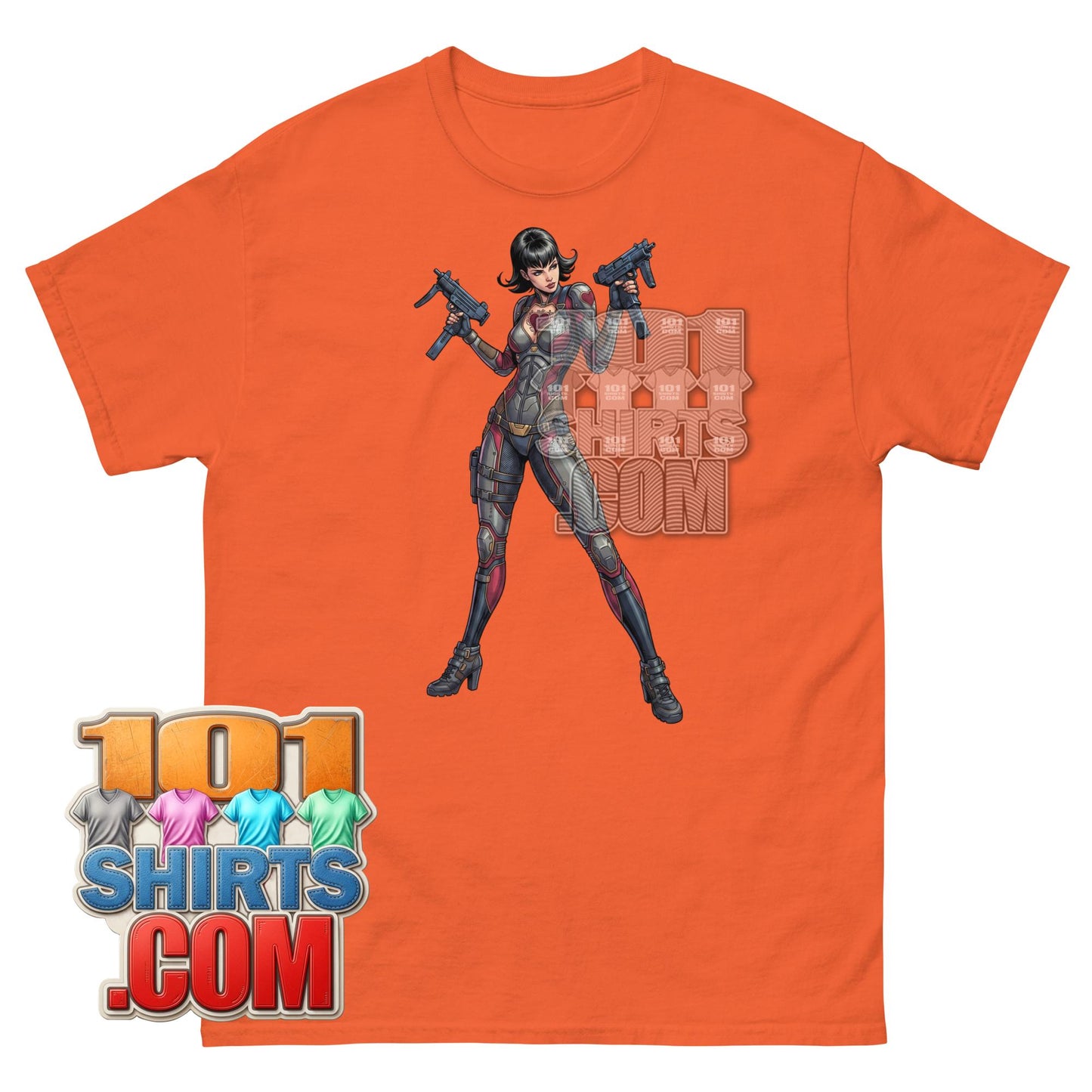 Action Girl Guns T-Shirt Vintage Pulp Fiction Cyberpunk Graphic Tee