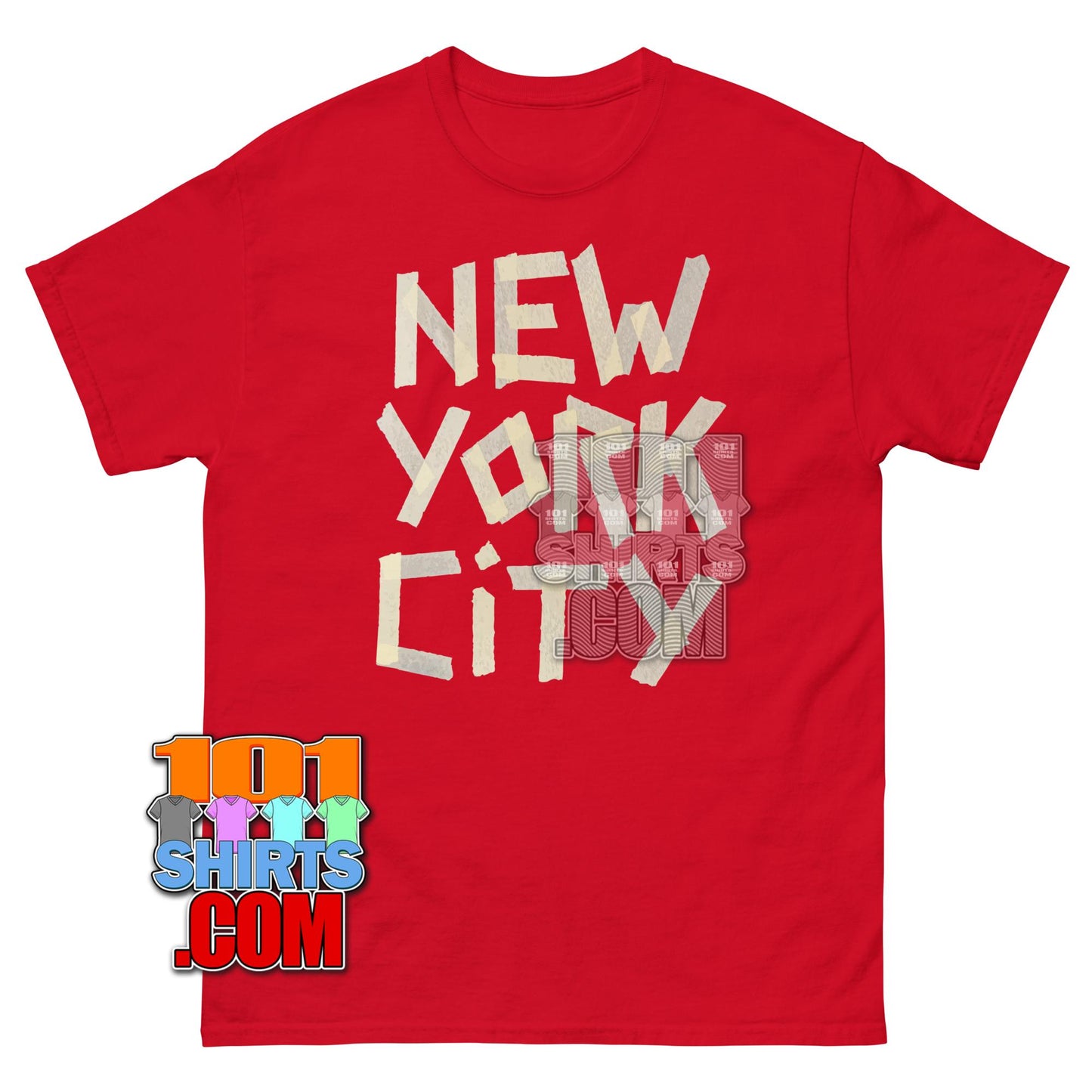 Cool New York City NYC Faux Masking Tape Print T-Shirt