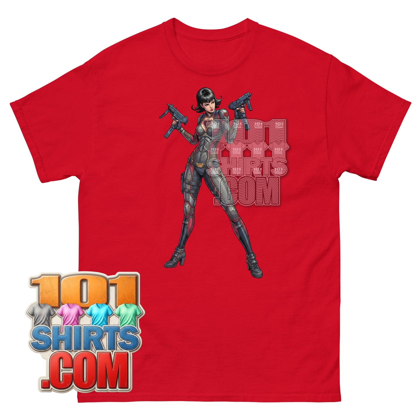Action Girl Guns T-Shirt Vintage Pulp Fiction Cyberpunk Graphic Tee
