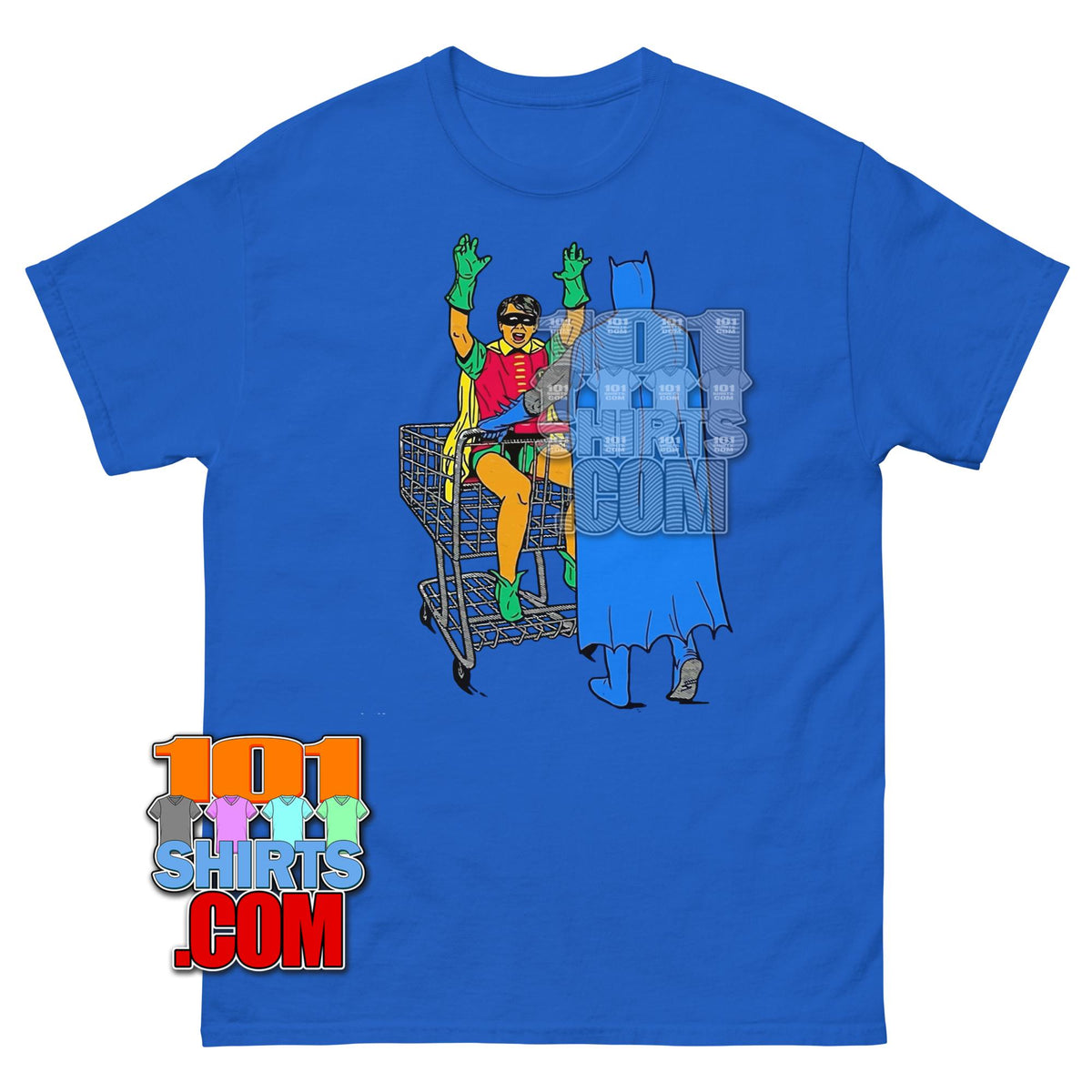 Funny Batman Robin Shopping Cart T-Shirt Comic Parody Hero Tee
