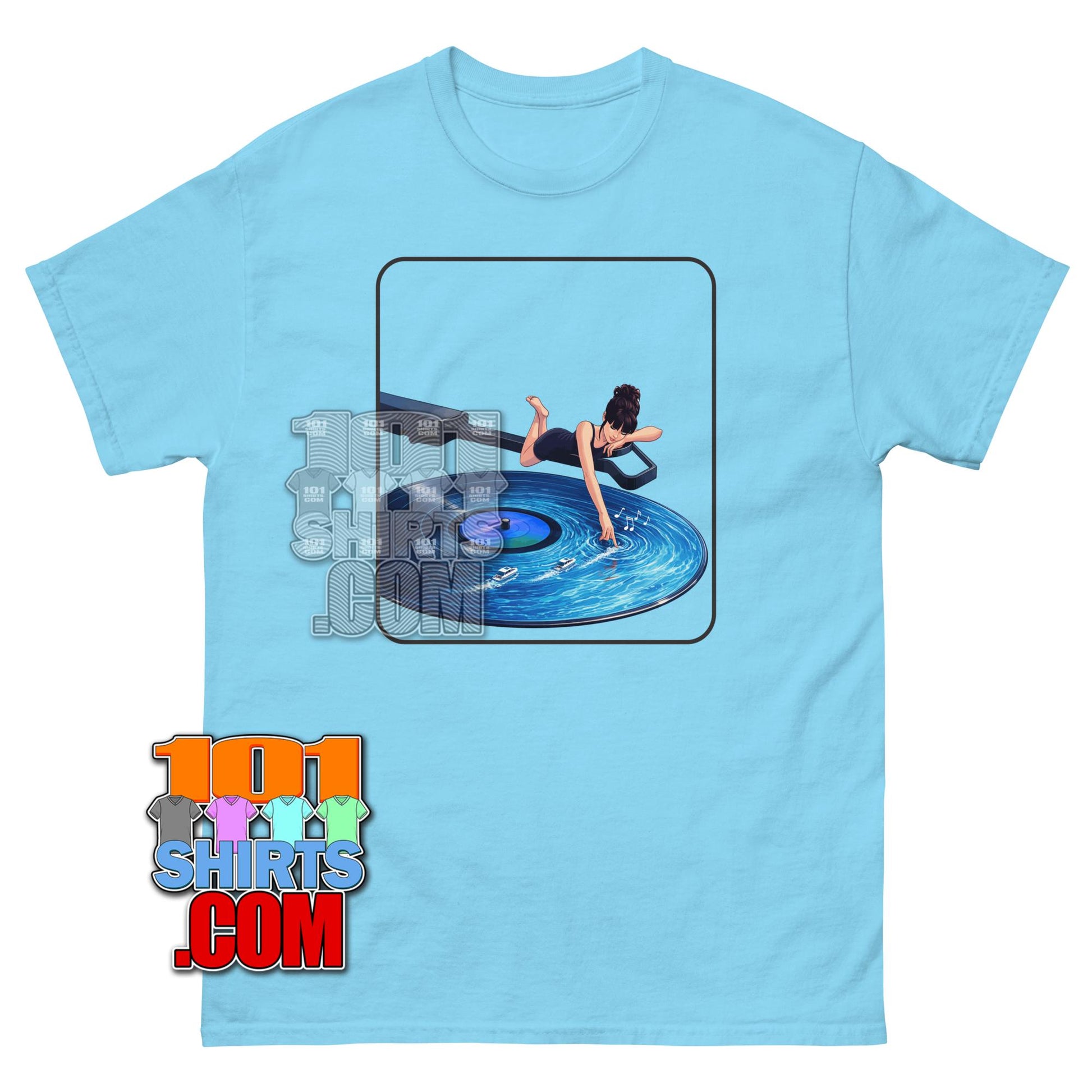 Vinyl Record Water T-Shirt Surreal Music Girl Turntable Graphic Tee