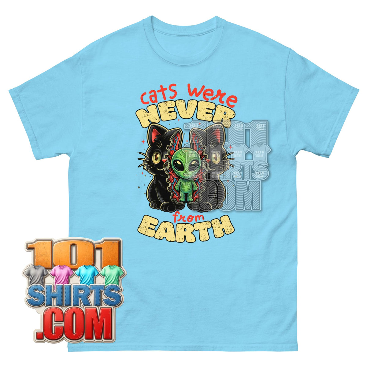 Cats Were Never From Earth T-Shirt Alien Cat Sci-Fi Graphic Tee