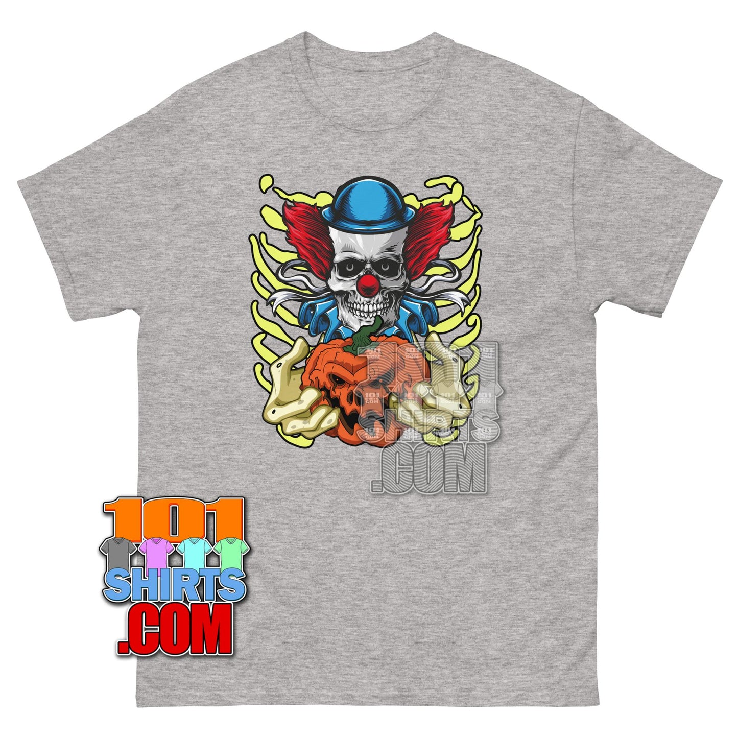 Skeleton Clown T-Shirt Scary Horror Joker Halloween Graphic Tee