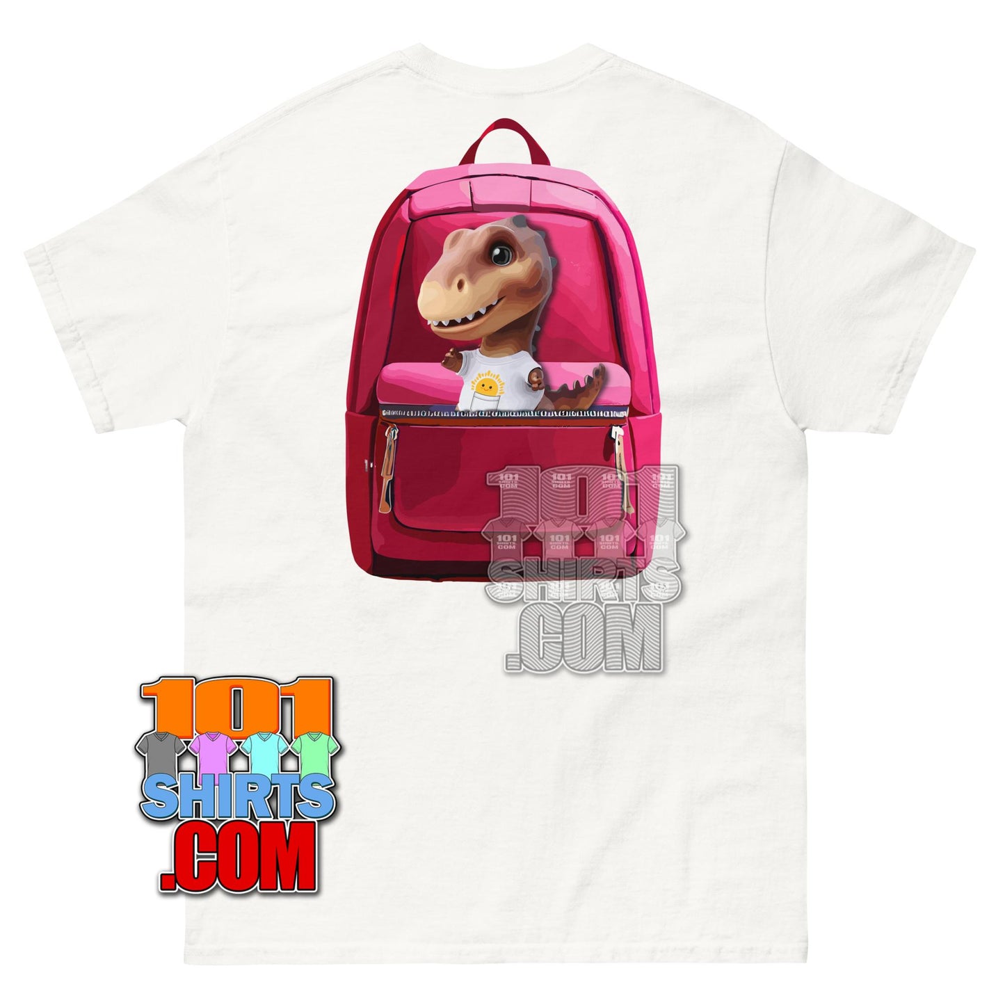 Kawaii Dino T-Shirt Cute Dinosaur with Backpack Aesthetic Graphic Tee