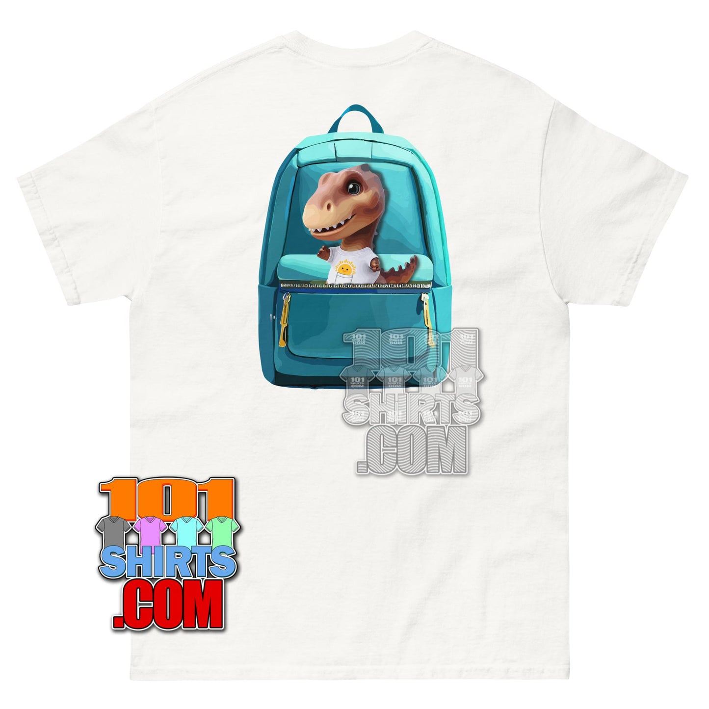 Kawaii Dino T-Shirt Cute Dinosaur with Backpack Aesthetic Graphic Tee