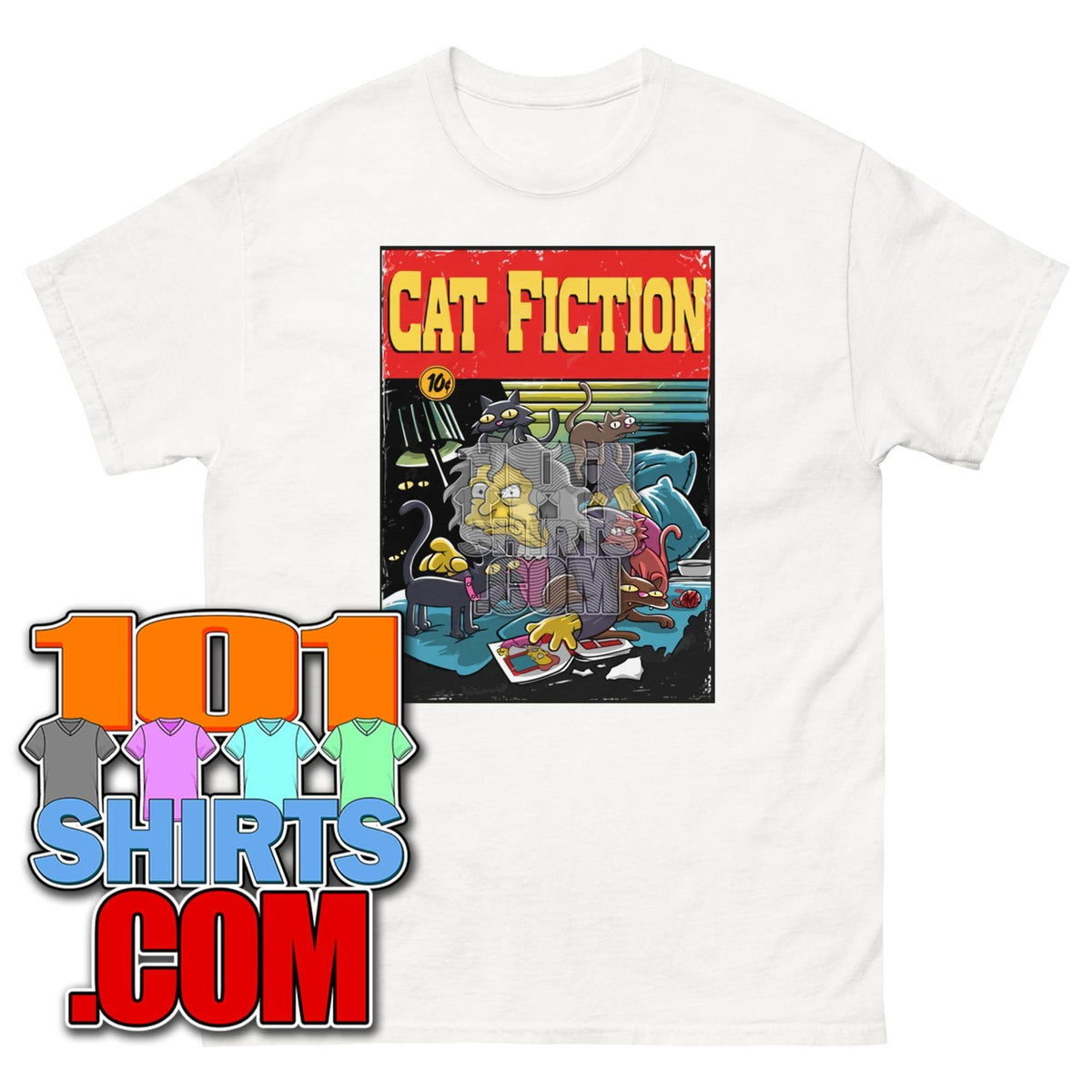 Cat Lady Eleanor Abernathy The Simpsons Pulp Fiction Parody T-Shirt - 101 Shirts com - 101SHIRTS