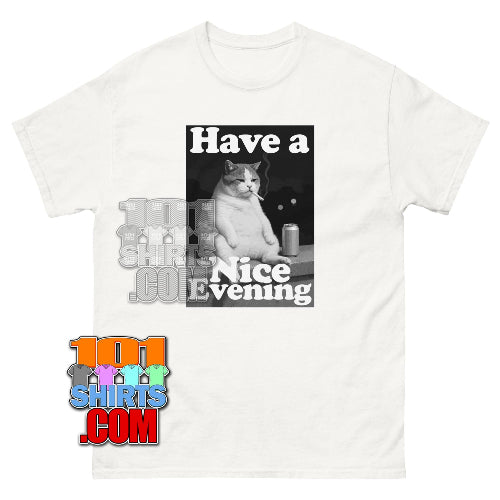 Have a Nice Evening Funny Cat T-Shirt - Sarcastic Humor Tee