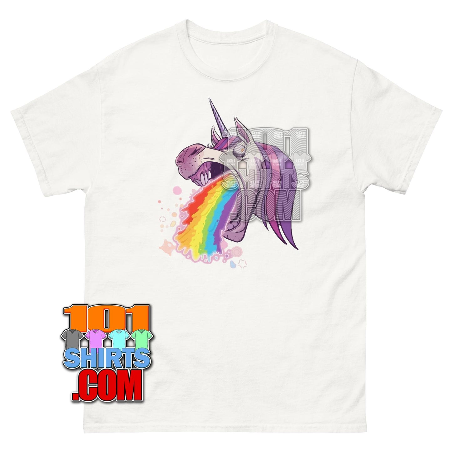 Rainbow Vomiting Unicorn T-Shirt Funny Humor Weird Cute Magical Tee