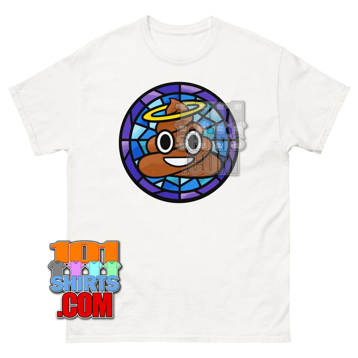 Holy Poop T-Shirt Funny Emoji Stained Glass Religious Humor Tee