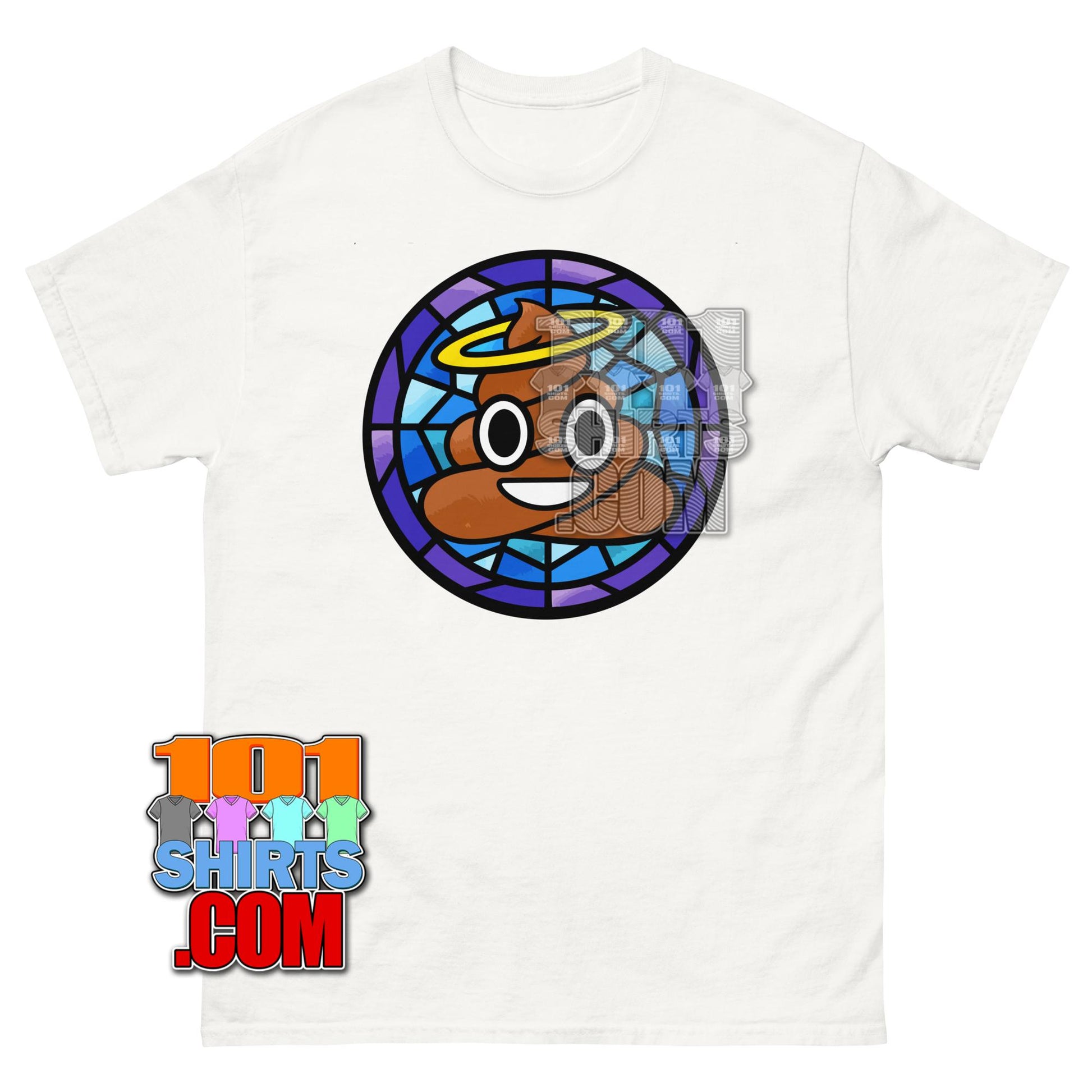Holy Poop T-Shirt Funny Emoji Stained Glass Religious Humor Tee