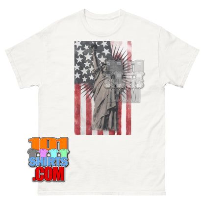 Grown Ups 2010 Movie Lenny Feder Sandler Statue of Liberty American Flag Tee.
