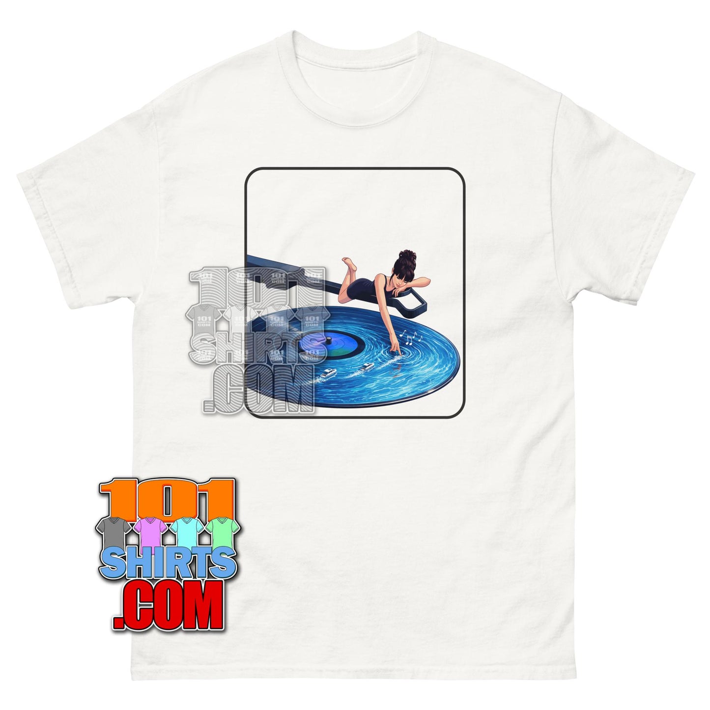 Vinyl Record Water T-Shirt Surreal Music Girl Turntable Graphic Tee
