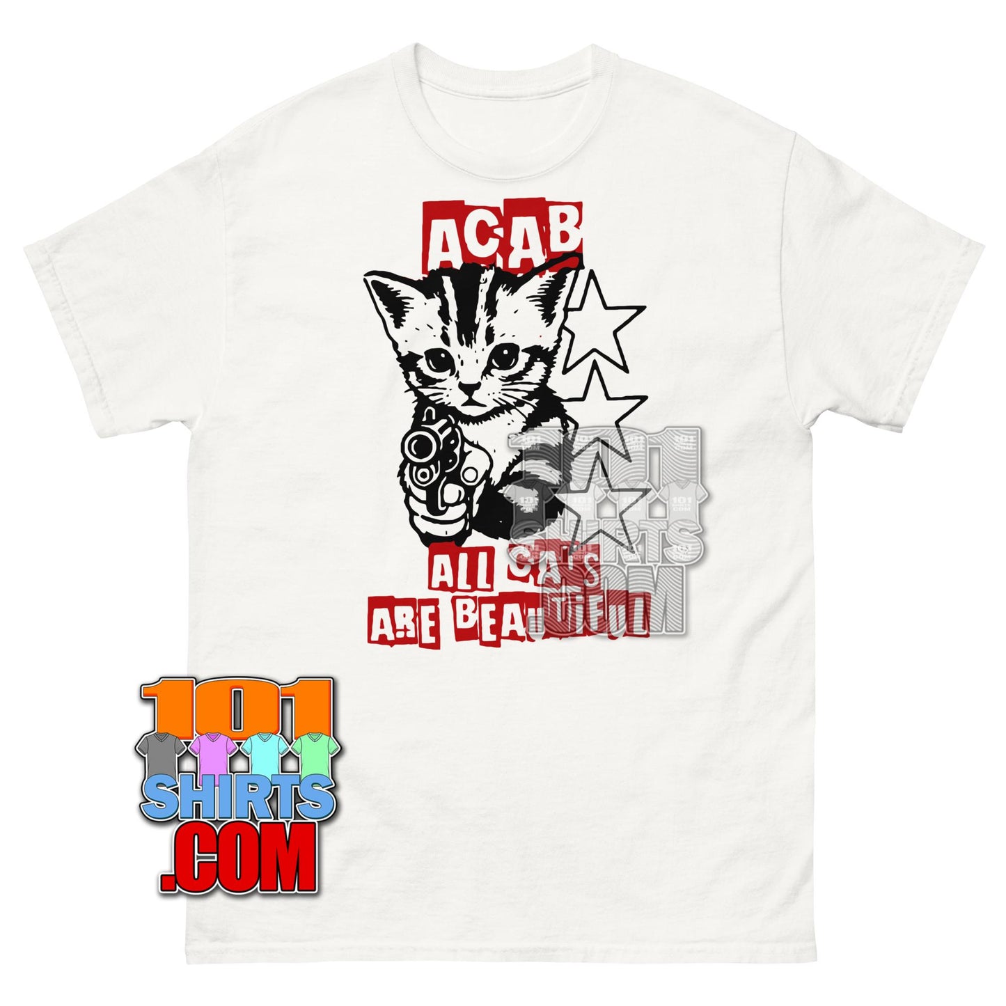 ACAB All Cats Are Beautiful Funny Kitten Gun Graphic T-Shirt