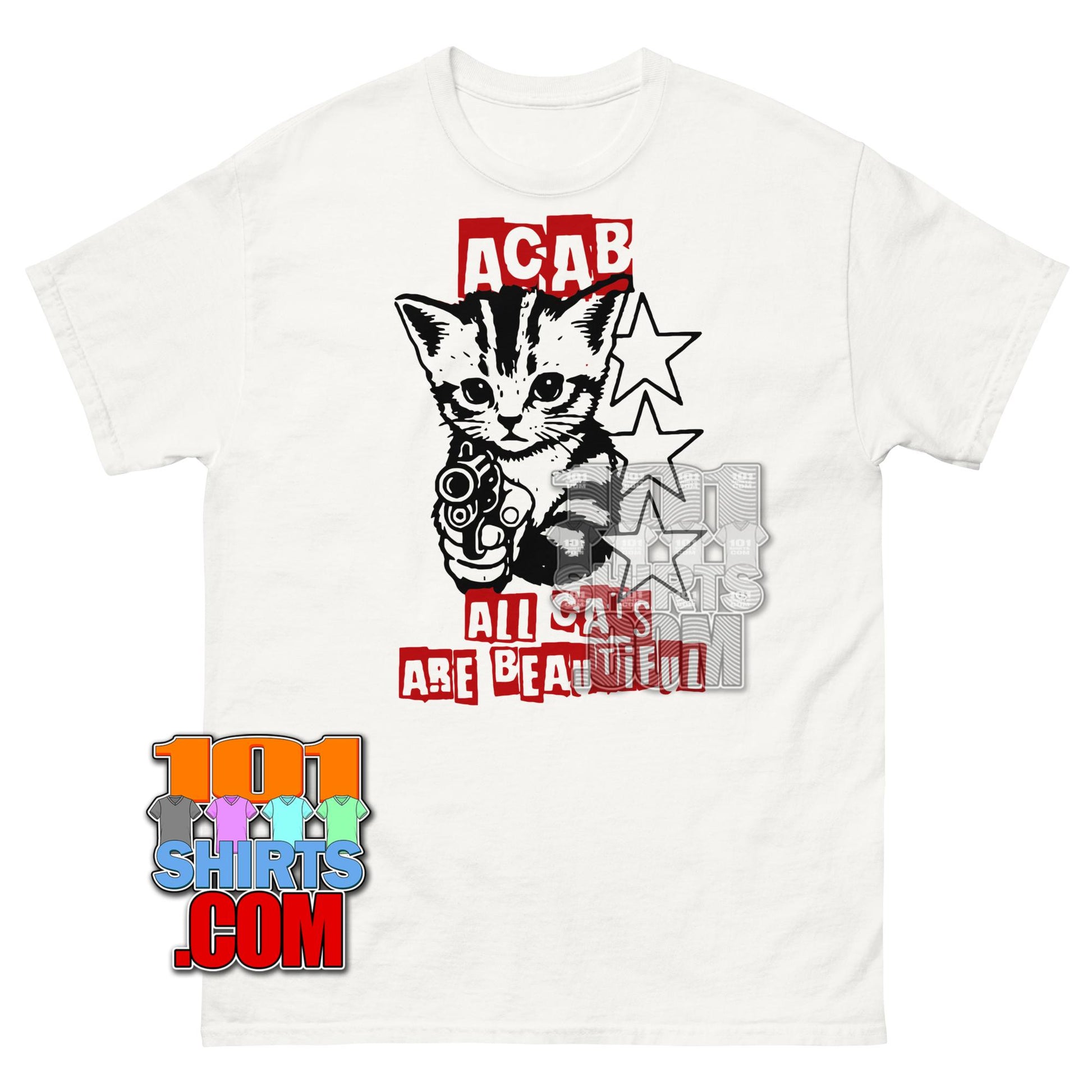 ACAB All Cats Are Beautiful Funny Kitten Gun Graphic T-Shirt