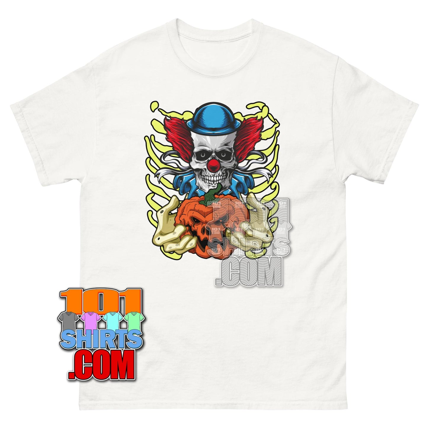 Skeleton Clown T-Shirt Scary Horror Joker Halloween Graphic Tee