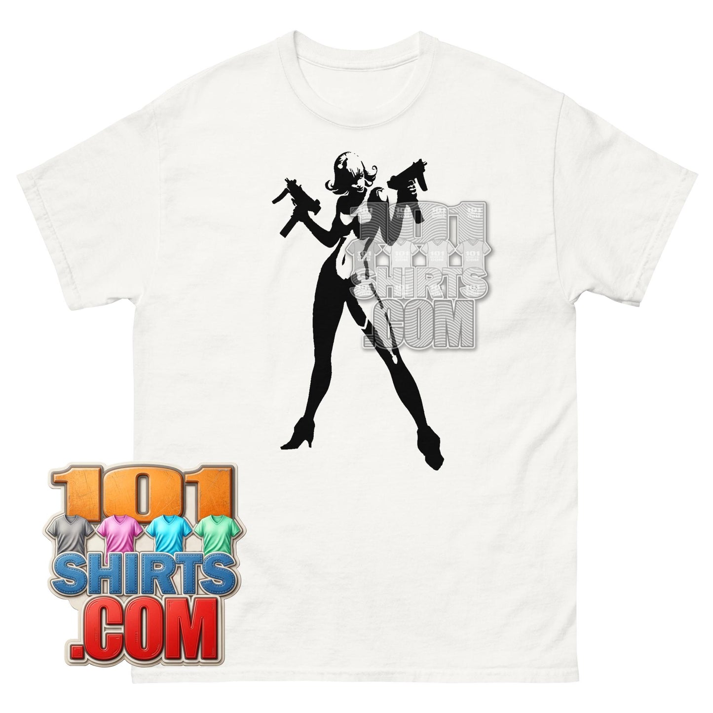 Action Girl Guns T-Shirt Vintage Pulp Fiction Cyberpunk Graphic Tee