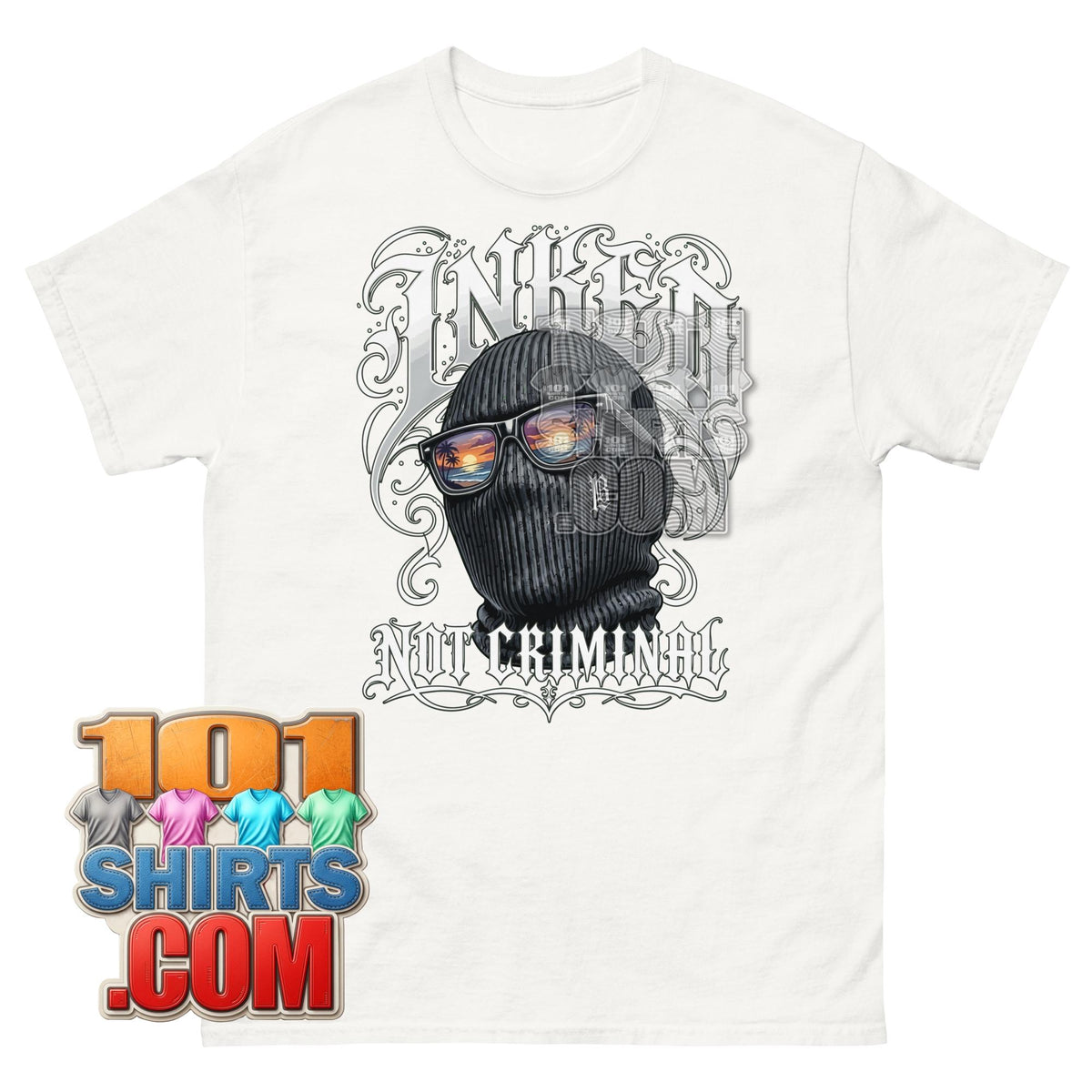 Inked Not Criminal T-Shirt Tattoo Balaclava Graphic Tee
