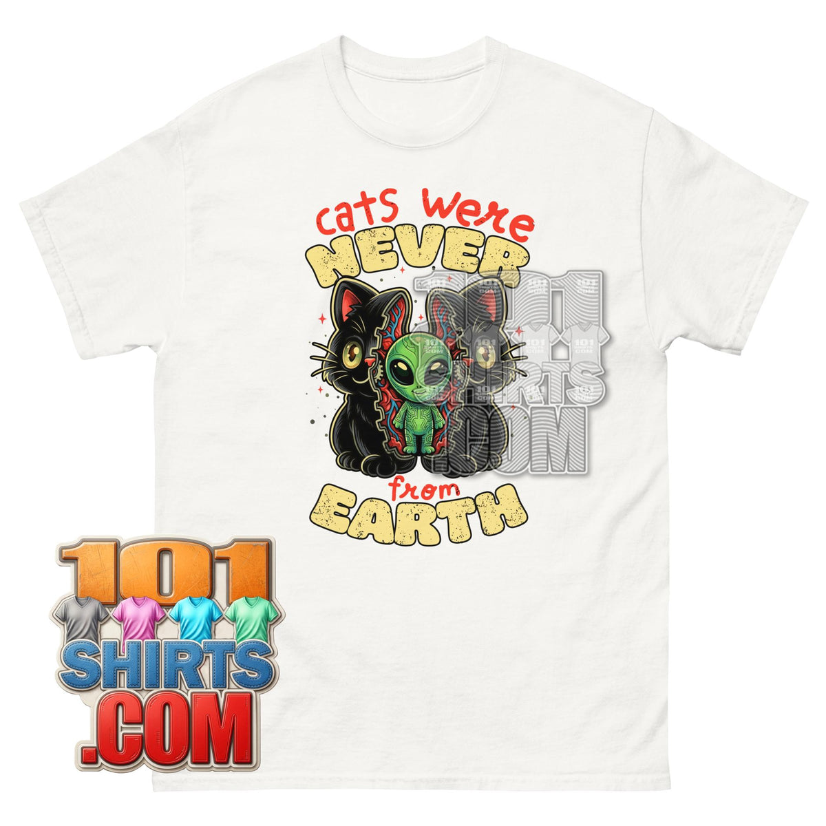 Cats Were Never From Earth T-Shirt Alien Cat Sci-Fi Graphic Tee