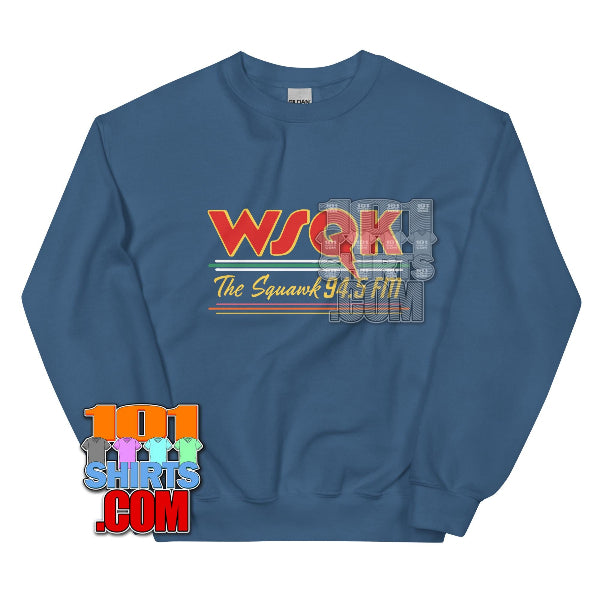 Product mockupStranger Things Season 5 2025 WSQK The Squawks 94,5 FM Lucas Sweatshirt