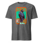 101SHIRTS gray tee with bold neon gorilla graphic wearing sneakers and chain, gorilla streetwear t-shirt