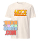 101SHIRTS vampire humor graphic tee with Let’s Hang Out printed in yellow and red on white T-shirt