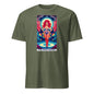 Olive green drag queen tarot t-shirt by 101SHIRTS featuring colorful tarot card design with a drag queen figure